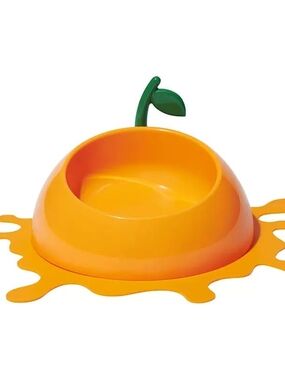 VETRESKA Juicy Tangerine Pet Food Bowl with Leaf Spoon & Splash Mat 🍊🐶